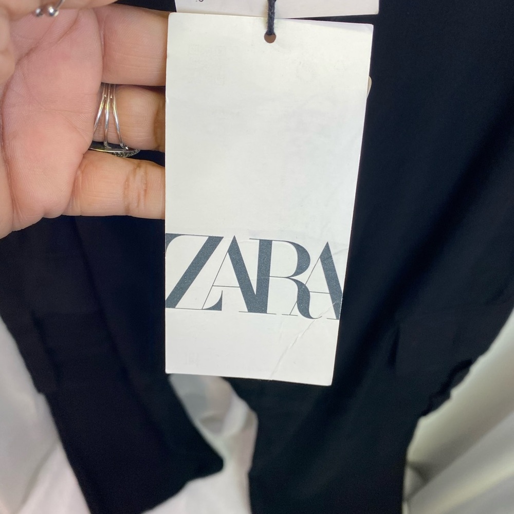 Zara Black Drop Crotch Cargo Jogger Pants NWT Small Utility Pocket - Picture 15 of 15